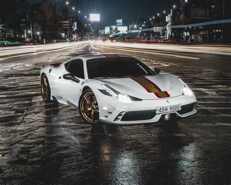 Download wallpaper 1280x1024 ferrari 458, ferrari, car, white, night, road standard 5:4 hd ...