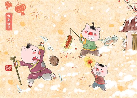 猪年春节年俗系列-完整横版|Illustration|Commercial illustration|舒薇_Original作品-站酷ZCOOL