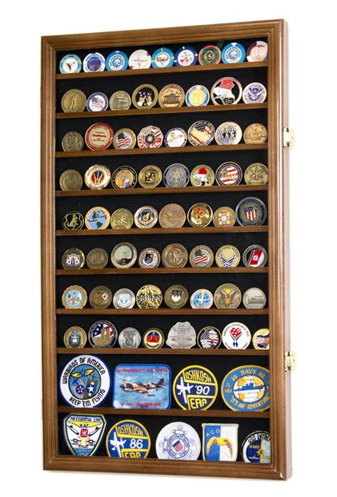 Military Style Large Challenge Coin Display Case Cabinet, Lockable ...