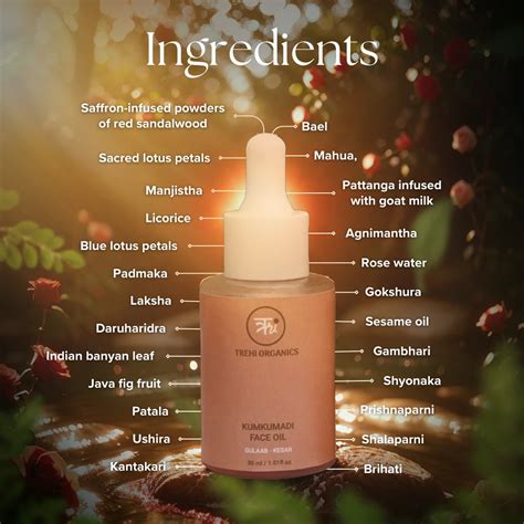 Kumkumadi Pure and Natural Facial Oil for Glowing Skin – Trehi Organics