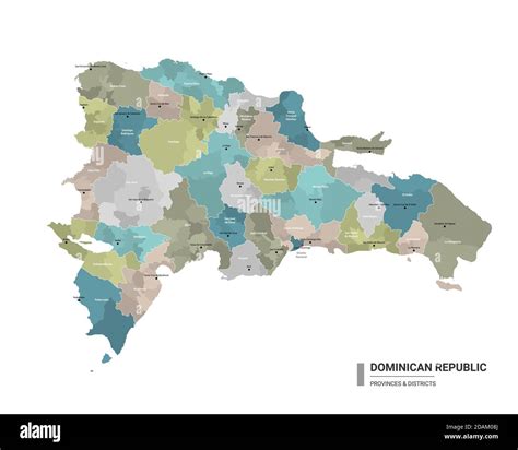 Dominican Republic higt detailed map with subdivisions. Administrative ...