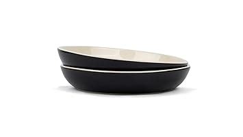 Shay Ceramic Pasta Bowl Set, 22Cm, 2 Pc S, Black Outside|Glossy Finish ...