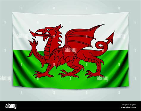 Hanging flag of Wales. Wales. National flag concept. Vector ...