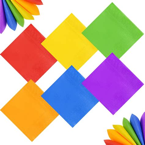 Amazon.com: 120Pcs Cocktail Napkins Rainbow Colorful Tissue Napkin ...