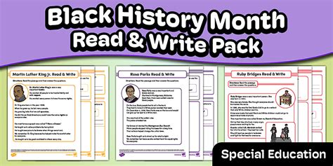 Black History Month Read and Write Activity Pack for Special