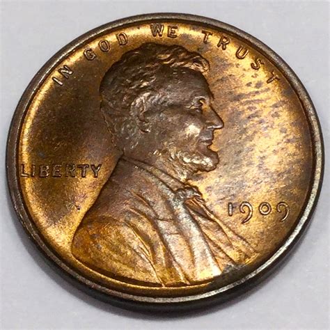 1909 VDB Uncirculated Lincoln Wheat Cent Penny Beautiful Coin ...
