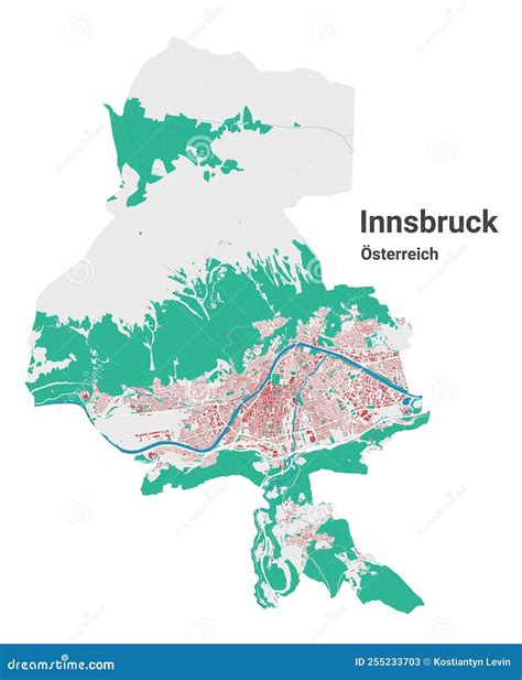 Innsbruck Vector Map. Detailed Map Of Innsbruck City Administrative Area. Cityscape Panorama ... - map of austria innsbruck