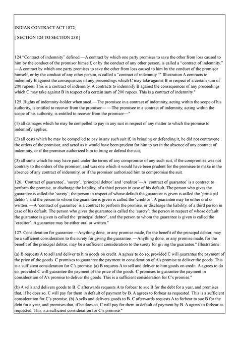 Indian Contract ACT 1872 SEC 124-238 - INDIAN CONTRACT ACT 1872 ...