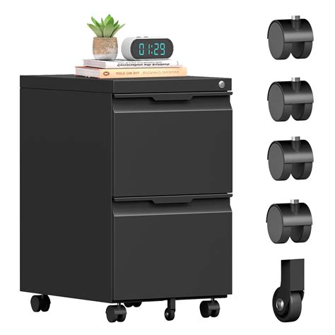 2 Drawer Mobile File Cabinet with Lock, Metal File Cabinets with Wheels ...