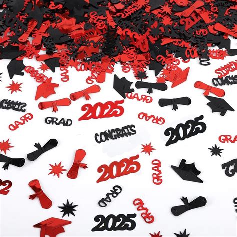 PARTVON Graduation Confetti 2025, Black Red Decor Graduation India | Ubuy