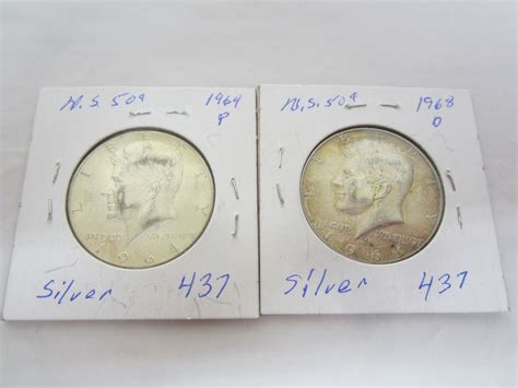 2 Silver Kennedy 1964 and 1968 Fifty Cent Pieces - Schmalz Auctions