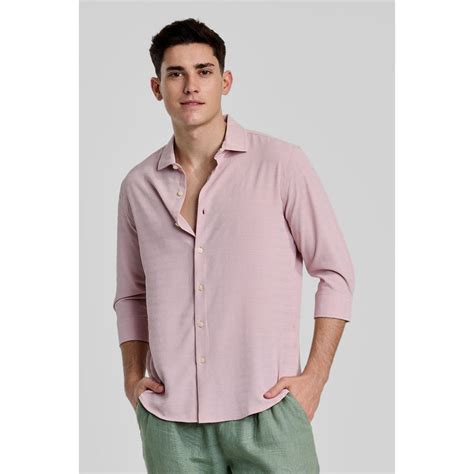 Buy Snitch Light Pink Self Design Shirt Online