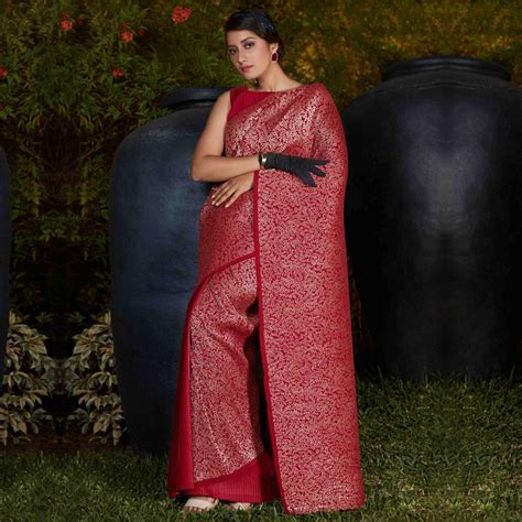 Charming Maroon Colored Party Wear Foil Print With Plitting Half- Half ...