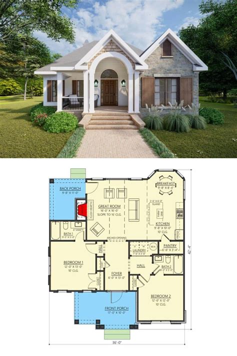 Explore the European Style 2-Bedroom Cottage with Classic Details and a ...