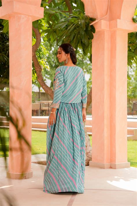 Leheriya Silk Indowestern with Gota Patti and Zardozi work – Zari Jaipur