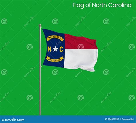 High Detailed Flag of North Carolina. North Carolina State Flag ...