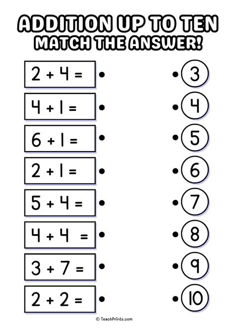 Free Printable Addition to 10 Worksheets for Kindergarten ...