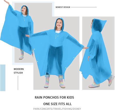 TUNCHMO Rain Ponchos for Kids 2 Pack Reusable EVA Waterproof India | Ubuy