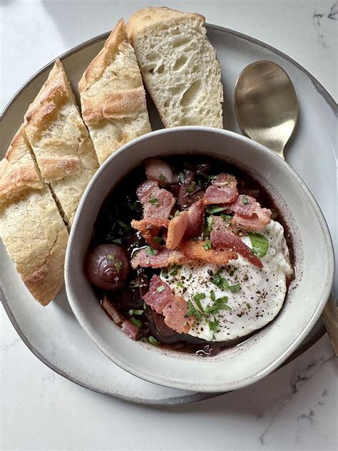 Poached Eggs in Red Wine (Oeufs en Meurette) » Djalali Cooks