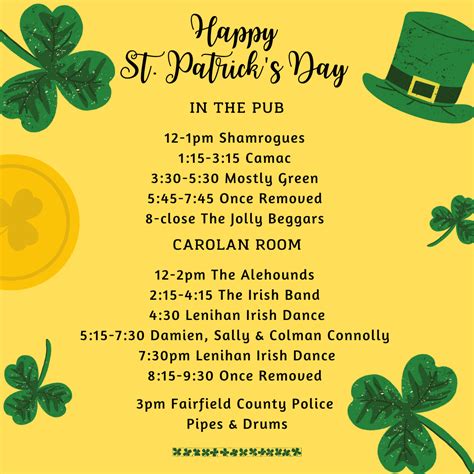 St Patrick’s Schedule – GAC