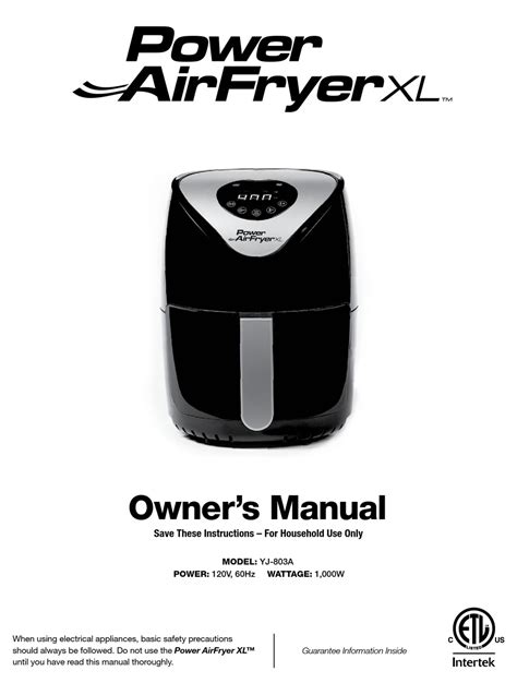 Power Air Fryer 3.4 Quart Manual at Erik Cox blog
