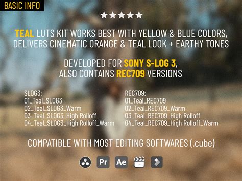 Orange and Teal Luts for Cinematic Color Grading, Film Look Presets for ...