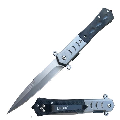 Black Military G10 Spring Assisted Pocket Knife Spear Point