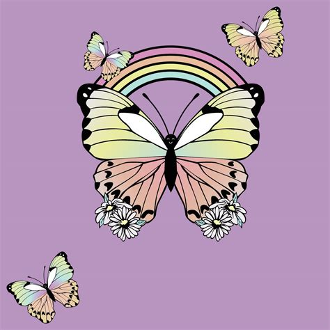 Colorful Rainbow and Butterflies on a Purple Background 28897865 Vector ...