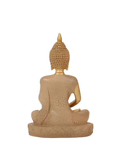 Buy | Gold Toned Meditating Buddha Statue Idol Decorative | Tied Ribbons