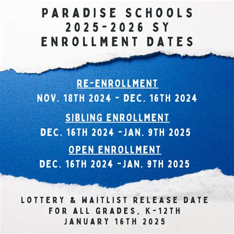 Paradise Schools 2025-2026 Enrollment Dates | Paradise Honors ...