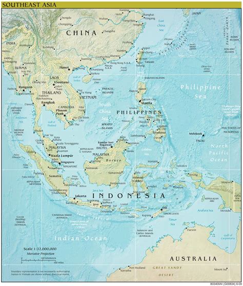 Southeast Asia Physical • Mapsof.net