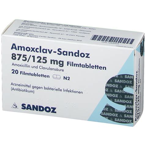 Amoxclav Sandoz® 875/125 mg 20 St mit dem E-Rezept kaufen - Shop Apotheke