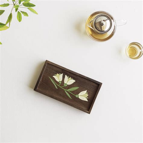 Aurum Crafts | Premium Handpainted Wooden Serving Tray (Size 11in x 6in ...
