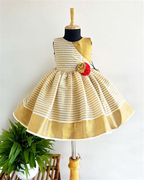 Cream & Gold Baby Girls Ethnic Frock – Stanwells Kids