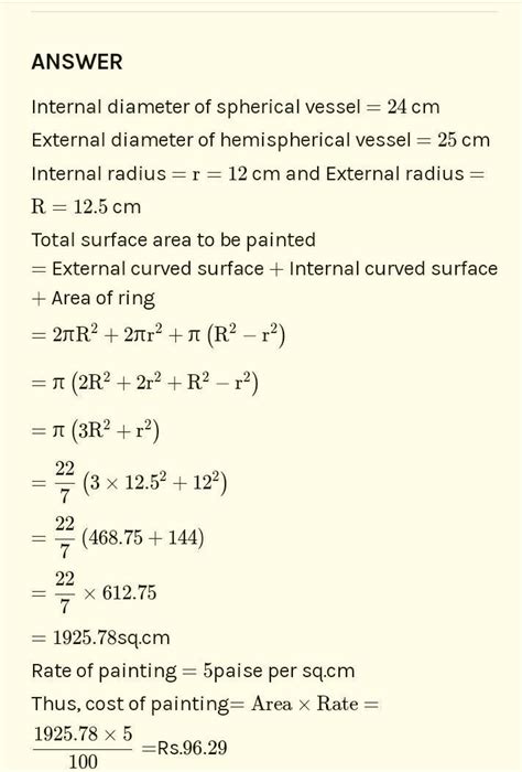 The external and internal diameters of a hollow hemispherical vessel ...