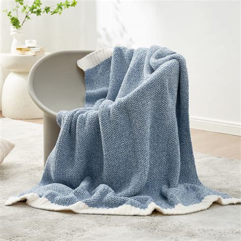 Snuggle Sac Heather Blue Throw Blanket for Couch, Reversible Throw ...