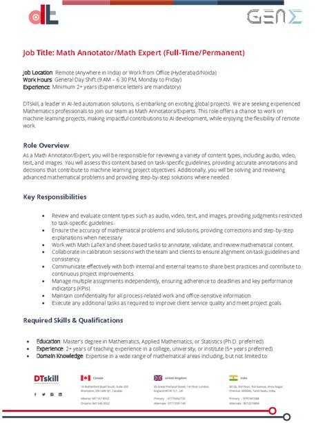 Math Annotator JD - Job Title: Math Annotator/Math Expert (Full-Time ...