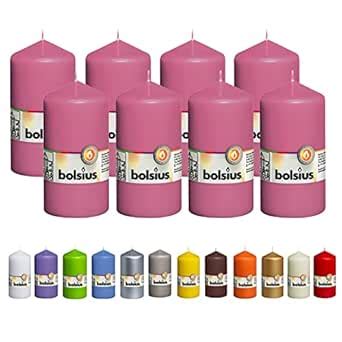 BOLSIUS 8 Pink Pillar Candles - 2.75 x 5 Inches - Premium European ...