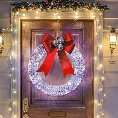 Amazon.com: 18 Inch Lighted Christmas Wreath, Pre-lit Christmas Wreaths ...
