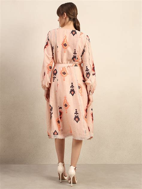 Pink Printed Midi Dress