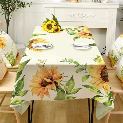 Rectangle Sunflower Tablecloth Waterproof Spring Summer Floral ...