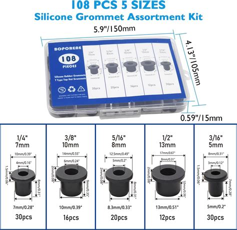 BOPOREAE 108PCS Tophat Silicone Rubber Grommets for Wiring India | Ubuy
