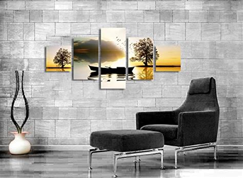 SAF Premium Lake 5 Panel Ink Painting (Syntehtic, 6 cm x 1 cm x 125 cm ...