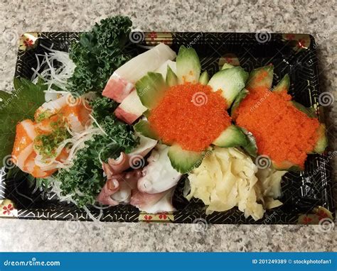 Orange Fish Eggs and Sushi in Container Stock Image - Image of cucumber ...