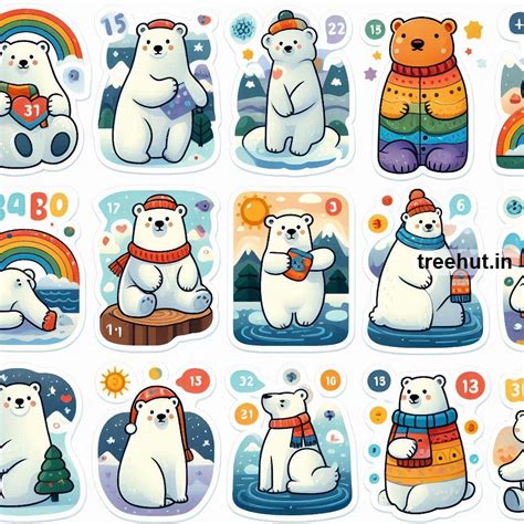 Printable Polar Bear Stickers and 20 Craft Activities for Kids, Adults ...