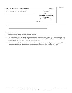 Wisconsin Notice of Summary Proceeding Deadline - Fill Out, Sign ...