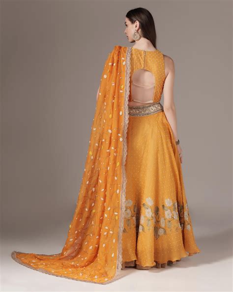 Orange Floral Printed Lehenga Set – Yashodhara