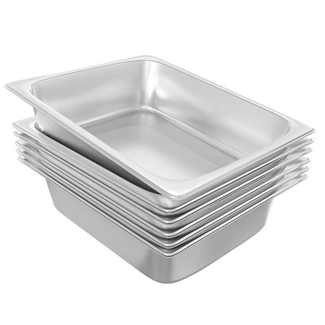EGGKITPO 6-Pack Half Size 4 Inch Deep Stainless Steel Hotel Pans for ...