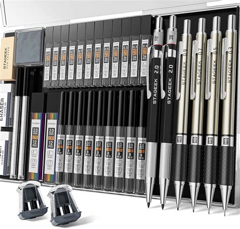 STAGEEK 6PCS Art Mechanical Pencil Set, Drafting Pencil 5 Sizes- 0.3, 0 ...