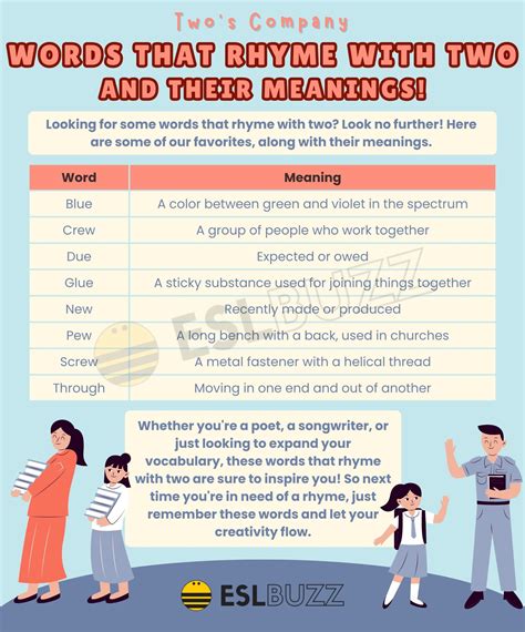 Words that Rhyme with Two to Master the Art of Rhyming - ESLBUZZ